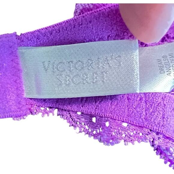 Victoria's Secret Bra 38D Dream Angel Lined Demi Purple Lace Adjustable Strap - Picture 5 of 6